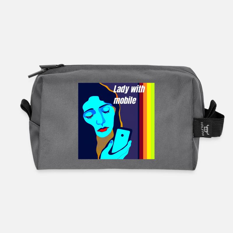Madonna mit Handy - Recycelte Kulturtasche - Anthrazit