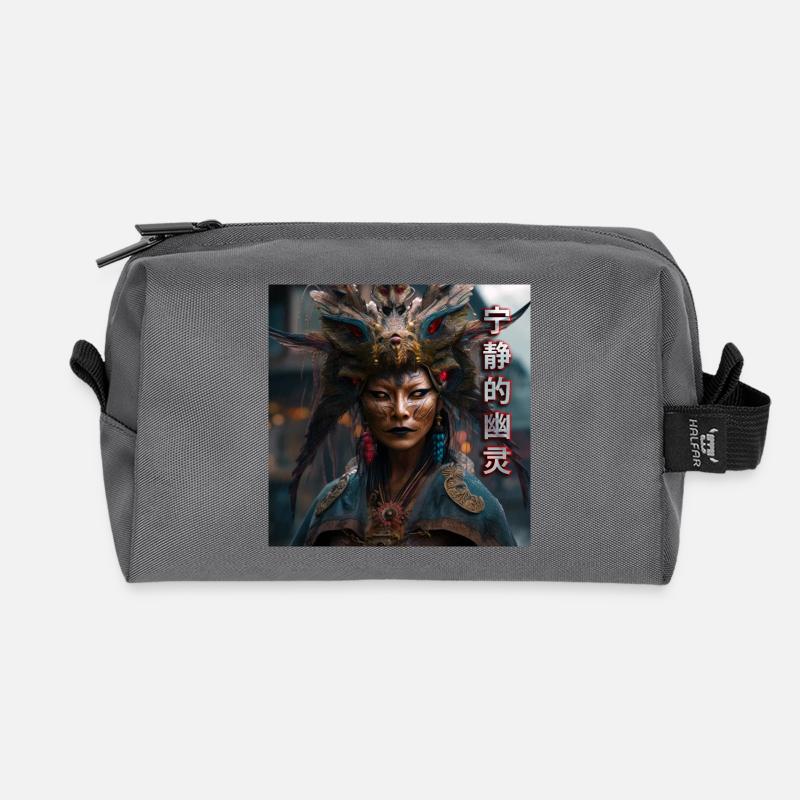 Serene Ghost typo - Recycled Toiletry Zip Bag - anthracite