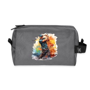 Golf Player - Illustration - Recycled Toiletry Zip Bag - anthracite - Front