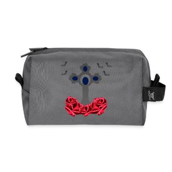 Rosenblüten, kreuze, goth, Fledermäuse - Recycelte Kulturtasche - Anthrazit - Vorne