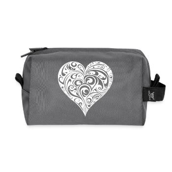 Geometrisches Verspieltes Tattoo Form Herz - Recycelte Kulturtasche - Anthrazit - Vorne