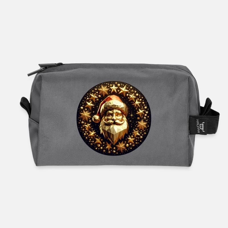 Weihnachtsmann mit Mütze und Sternen - Recycelte Kulturtasche - Anthrazit