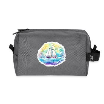 Sailboat - illustration - Recycled Toiletry Zip Bag - anthracite - Front