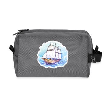 Voilier - illustration - Trousse de toilette en tissu recyclé - anthracite - Devant