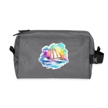 Sailboat - illustration - Recycled Toiletry Zip Bag - anthracite - Front