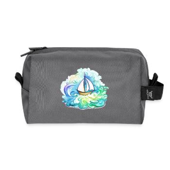 Sailboat - illustration - Recycled Toiletry Zip Bag - anthracite - Front
