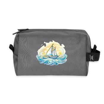 Sailboat - illustration - Recycled Toiletry Zip Bag - anthracite - Front