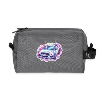 Car - Illustration - Recycled Toiletry Zip Bag - anthracite - Front