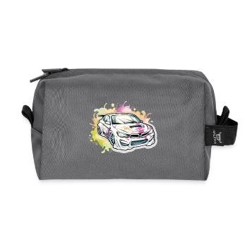 Car - Illustration - Recycled Toiletry Zip Bag - anthracite - Front
