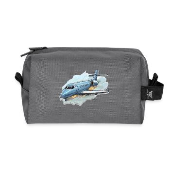 Airplane - illustration - Recycled Toiletry Zip Bag - anthracite - Front