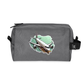 Airplane - illustration - Recycled Toiletry Zip Bag - anthracite - Front