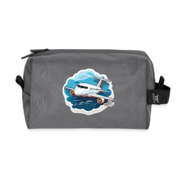 Flugzeug - Illustration - Recycelte Kulturtasche - Anthrazit - Vorne