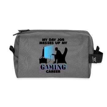 Career Gamer Statement Workaholic Work Job - Recycled Toiletry Zip Bag - anthracite - Front