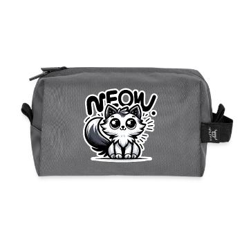 Miaou - Illustration de chat - Trousse de toilette en tissu recyclé - anthracite - Devant