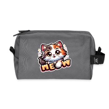 Miaou - Illustration de chat - Trousse de toilette en tissu recyclé - anthracite - Devant