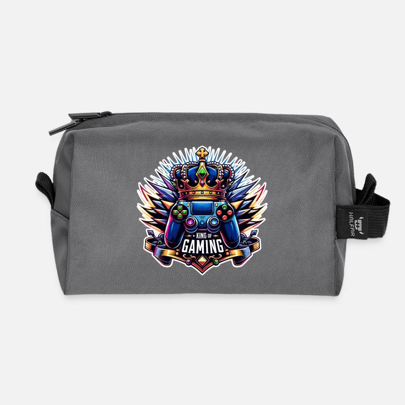 King of Gaming - Controller und Krone Illustration - Recycelte Kulturtasche - Anthrazit