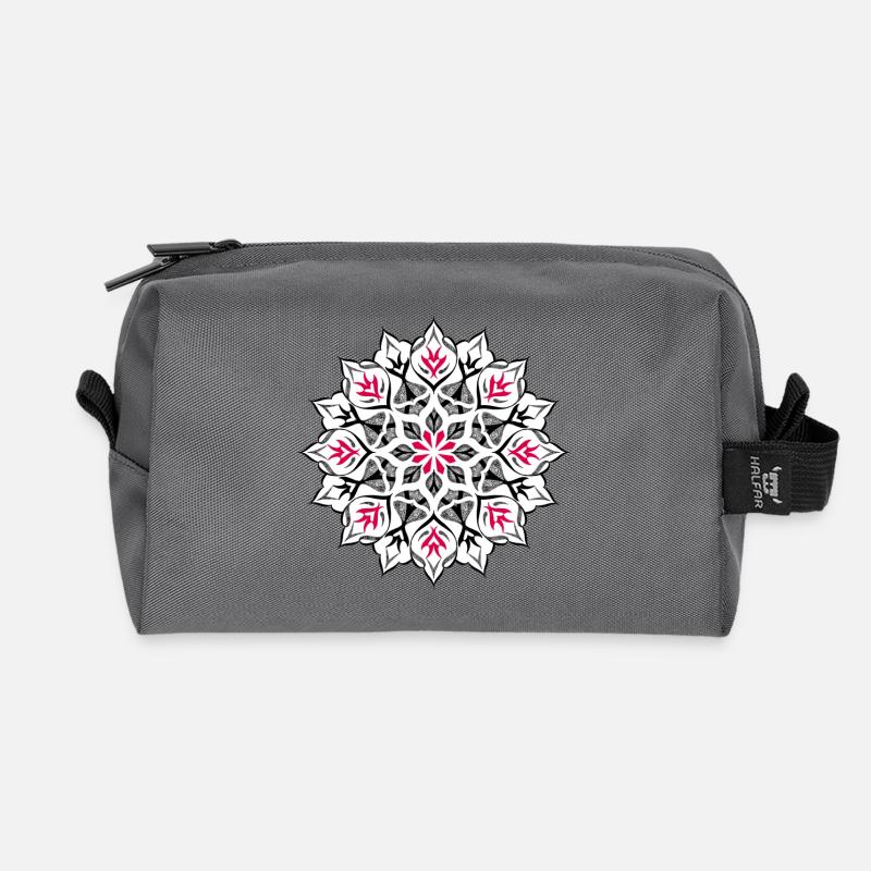 Dotwork mandala design - Recycled Toiletry Zip Bag - anthracite