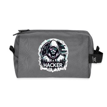 Hacker - Illustration - Trousse de toilette en tissu recyclé - anthracite - Devant