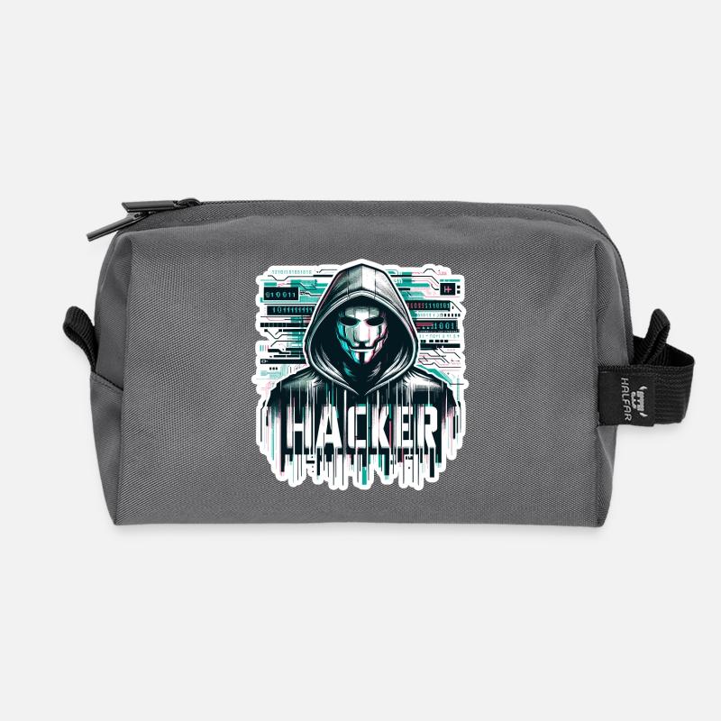 Hacker - Illustration - Recycelte Kulturtasche - Anthrazit