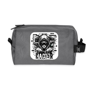 Hacker - Illustration - Recycelte Kulturtasche - Anthrazit - Vorne