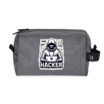 Hacker - Illustration - Recycelte Kulturtasche - Anthrazit - Vorne