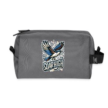 Soar High - bird illustration - Recycled Toiletry Zip Bag - anthracite - Front