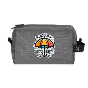 Stay Dry - Umbrella Illustration - Recycled Toiletry Zip Bag - anthracite - Front