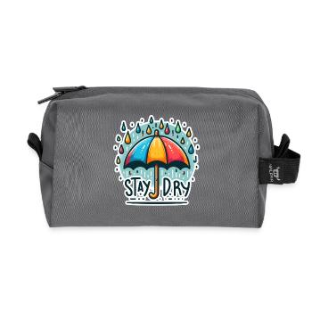 Stay Dry - Umbrella Illustration - Recycled Toiletry Zip Bag - anthracite - Front