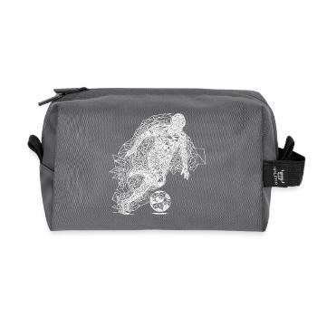 Geometric soccer player runs with ball - Recycled Toiletry Zip Bag - anthracite - Front