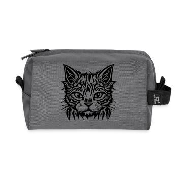 Manga Comic Cat "House Tiger" - Recycled Toiletry Zip Bag - anthracite - Front