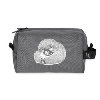 Exhausted tired cute sloth - Recycled Toiletry Zip Bag - anthracite - Front