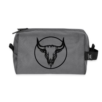 Cattle Grill Logo tête Style de tatouage en cercle - Trousse de toilette en tissu recyclé - anthracite - Devant