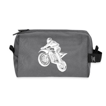 Machine de saut de route de terre de course de moto tout-terrain - Trousse de toilette en tissu recyclé - anthracite - Devant