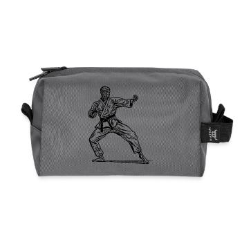 Karate fighter in fighting pose - Recycled Toiletry Zip Bag - anthracite - Front