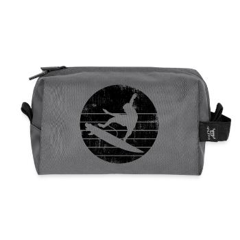 Surfing Sketch - Recycled Toiletry Zip Bag - anthracite - Front