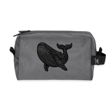 Large Diving Whale Vintage Sea Creature - Recycled Toiletry Zip Bag - anthracite - Front