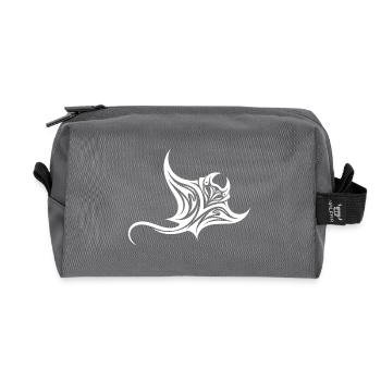 Tribal Dancer Manta Ray Style Diver Fan Tattoo - Recycled Toiletry Zip Bag - anthracite - Front