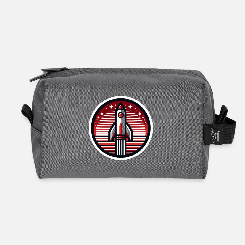 "Red Horizon" - Rocket Emblem T-Shirt - Recycelte Kulturtasche - Anthrazit