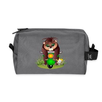 BEAVER CARTOON - ELECTRIC POWER TWO-WHEELER - Mobility - Recycled Toiletry Zip Bag - anthracite - Front