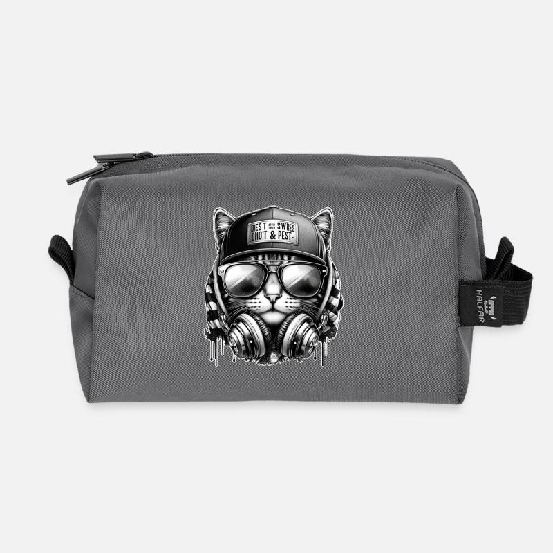 Katze DJ mit Kopfhörer Cap - Recycelte Kulturtasche - Anthrazit