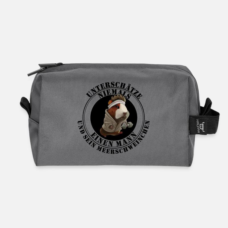 Mädchen & Meerschweinchen – Lustiger Spruch - Recycelte Kulturtasche - Anthrazit