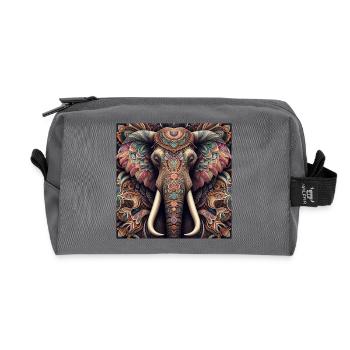 Decorated Elephant - Recycled Toiletry Zip Bag - anthracite - Front
