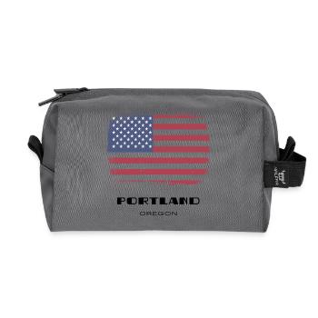 Portland, Oregon, USA - Recycled Toiletry Zip Bag - anthracite - Front