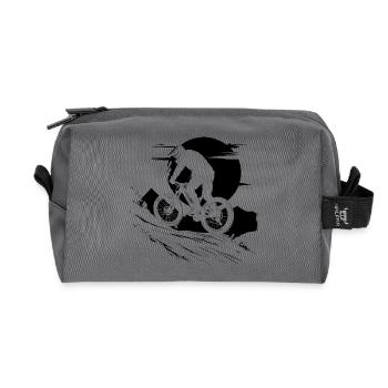 Cyclist Illustration - Recycled Toiletry Zip Bag - anthracite - Front