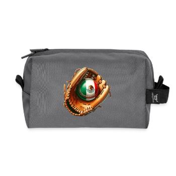 Motif du drapeau de baseball du Mexique - Trousse de toilette en tissu recyclé - anthracite - Devant