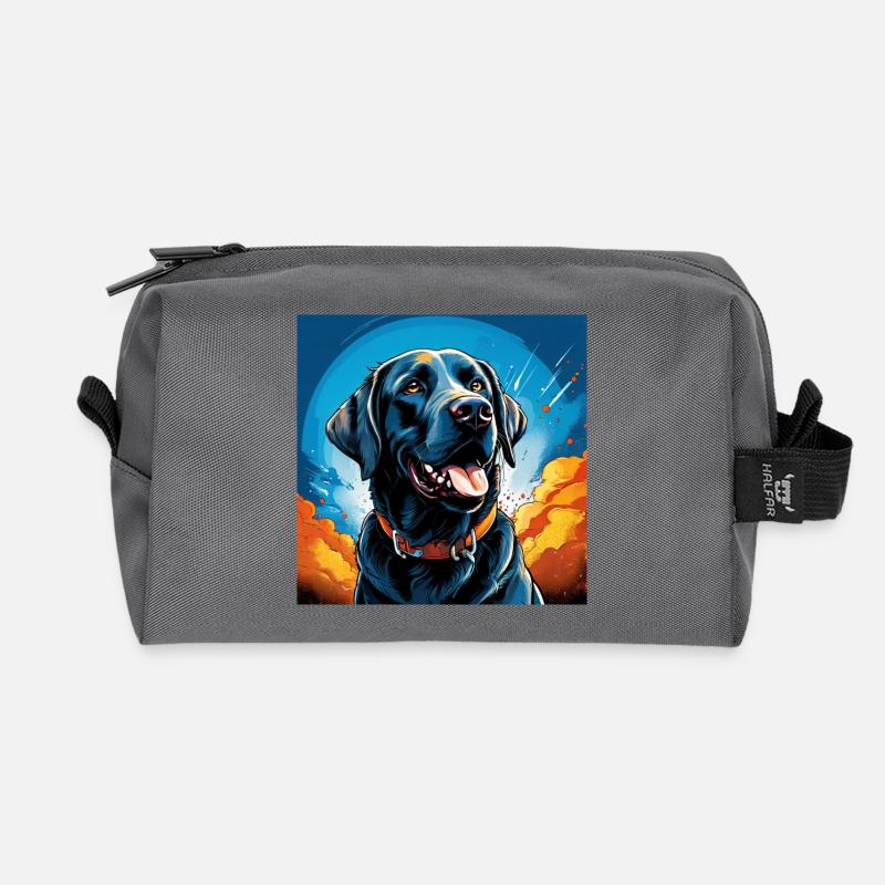 Popartlabrador - Recycled Toiletry Zip Bag - anthracite