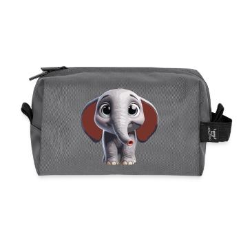Cute Elephant Art Design - Recycled Toiletry Zip Bag - anthracite - Front