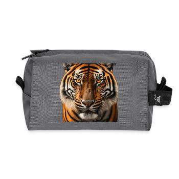 Wild Tiger Portrait Art Print - Recycled Toiletry Zip Bag - anthracite - Front