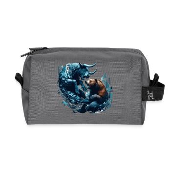 Finance Taureau Bear Fight Wall Street cadeau - Trousse de toilette en tissu recyclé - anthracite - Devant