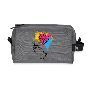 Graffiti Sprayer Spray Can Drawing Illustration - Recycled Toiletry Zip Bag - anthracite - Front